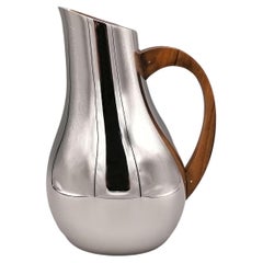 21st Century Sterling Silver Italiam Water Jug with Rosewood Handle 