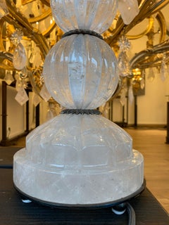 Lampe de table du 21e siècle en nickel noir et cristal de roche