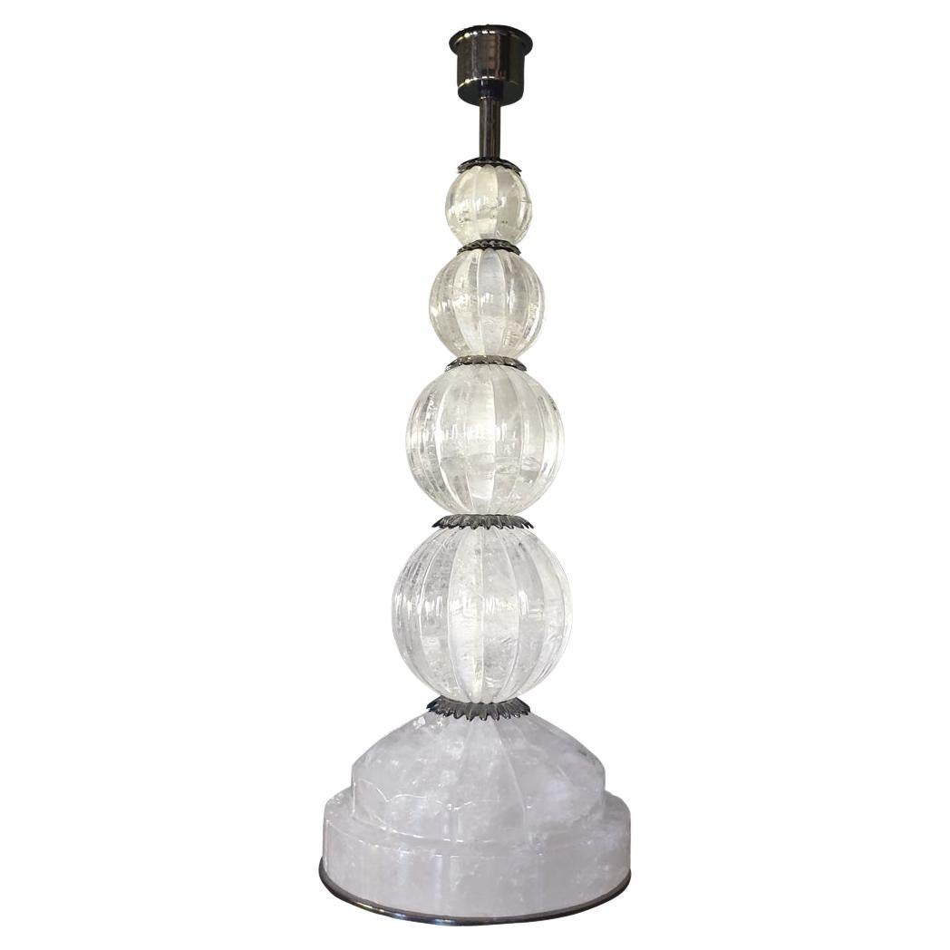 21th Century Table Lamp in Black Nickel Bronze and Rock Crystal For Sale