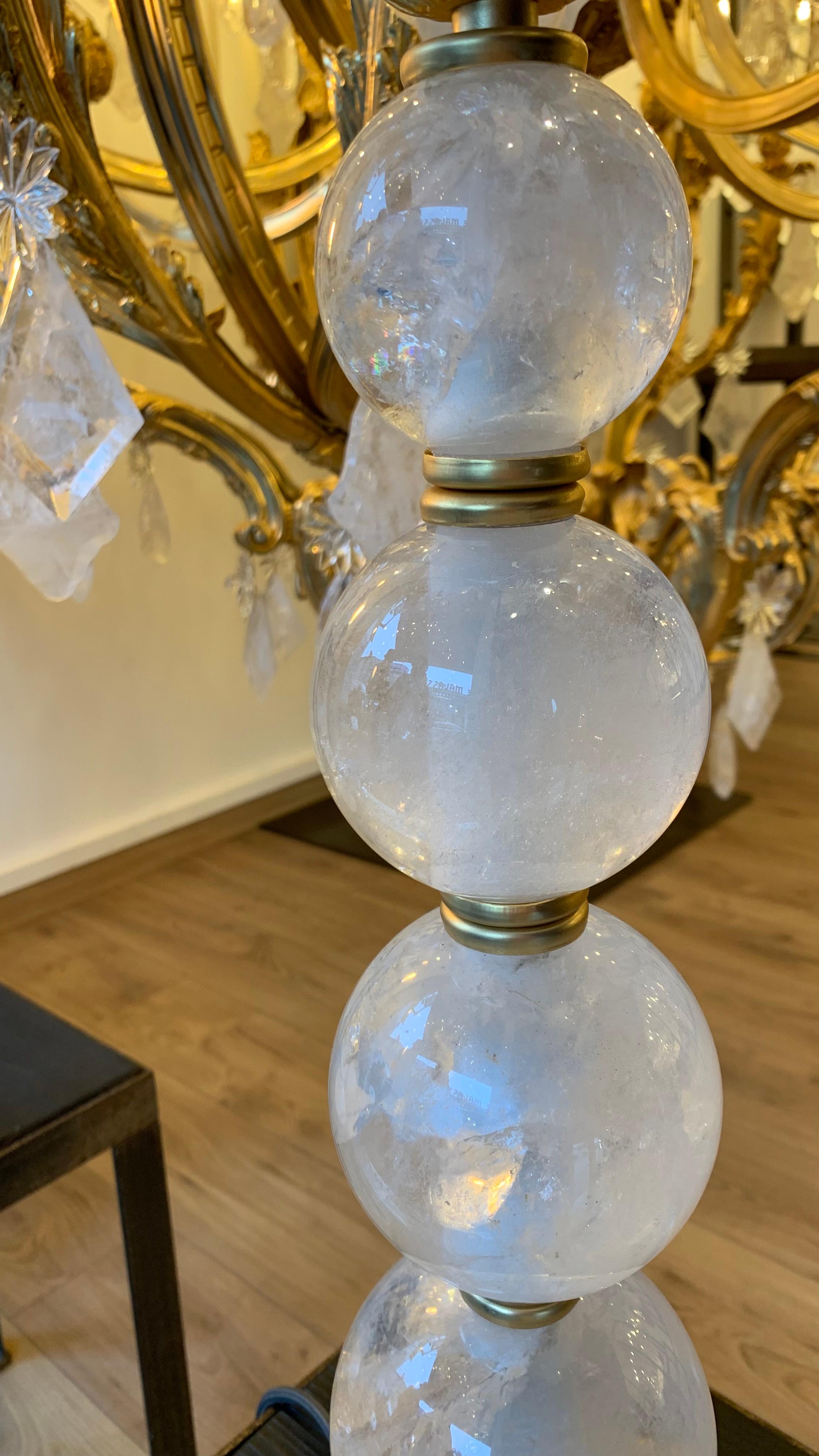 21th Century Table Lamp in Gold Bronze and Rock Crystal In New Condition For Sale In SAINT-OUEN-SUR-SEINE, FR