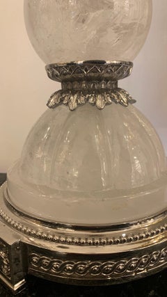 Lámpara de Sobremesa Siglo XXI en Bronce Níquel y Cristal de Roca