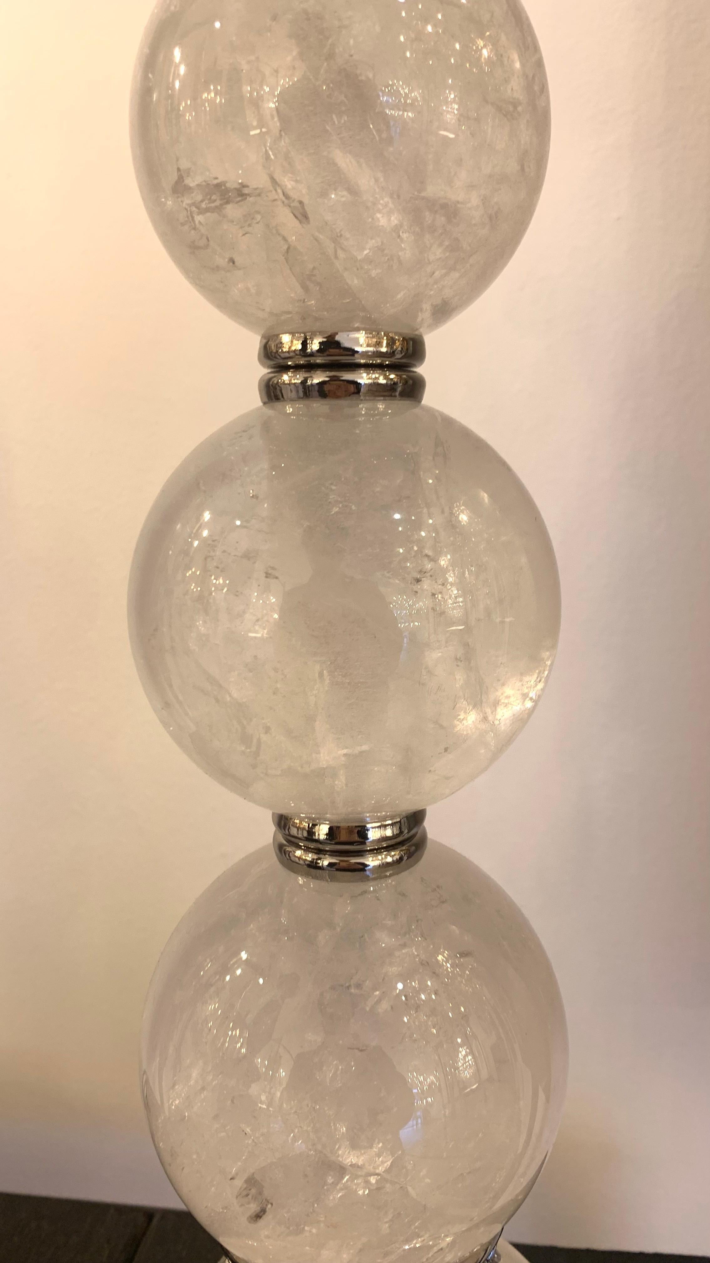 21th Century Table Lamp in Nickel Bronze and Rock Crystal In New Condition For Sale In SAINT-OUEN-SUR-SEINE, FR