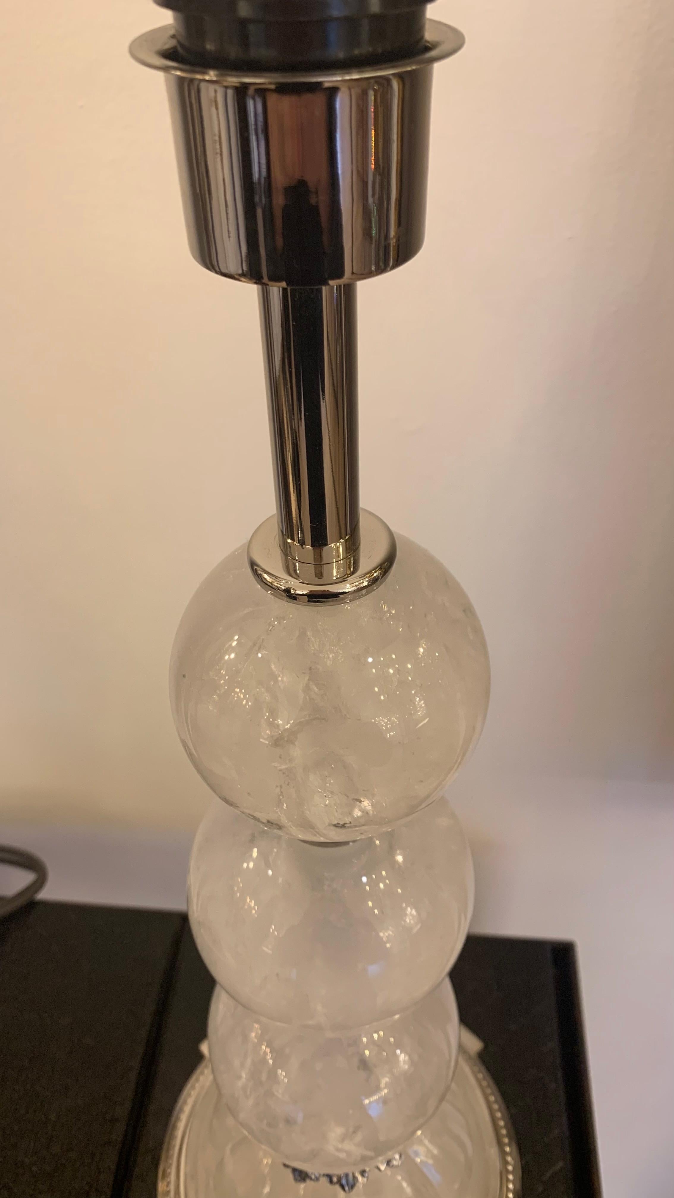 Contemporary 21th Century Table Lamp in Nickel Bronze and Rock Crystal For Sale