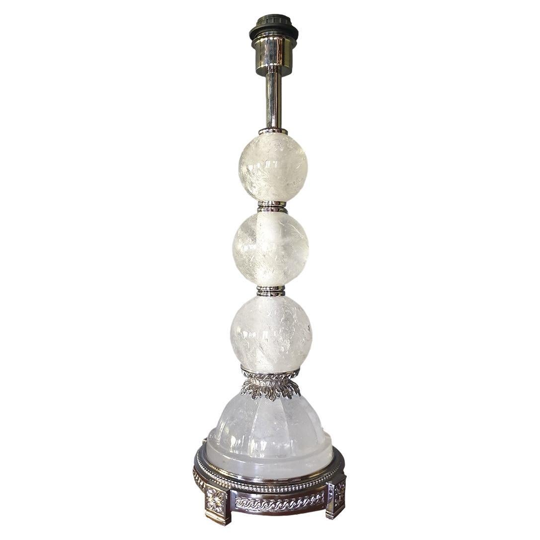 Tischlampe aus Nickelbronze und Bergkristall aus dem 21. Jahrhundert