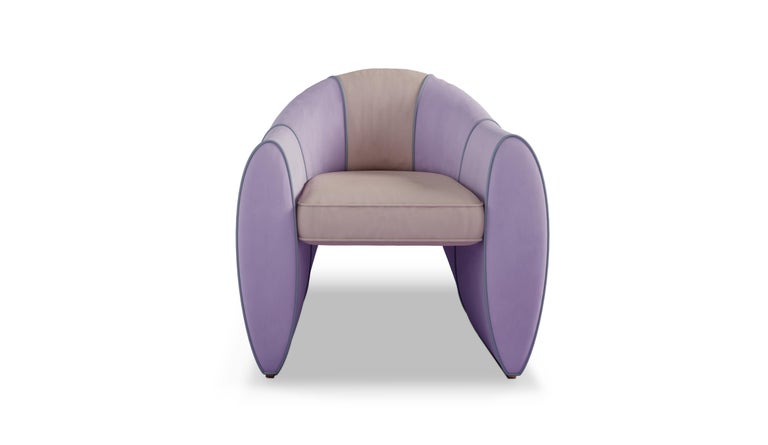 Contemporary 21st Century Viginti XX Dining Chair Cotton Velvet Wood Brass For Sale