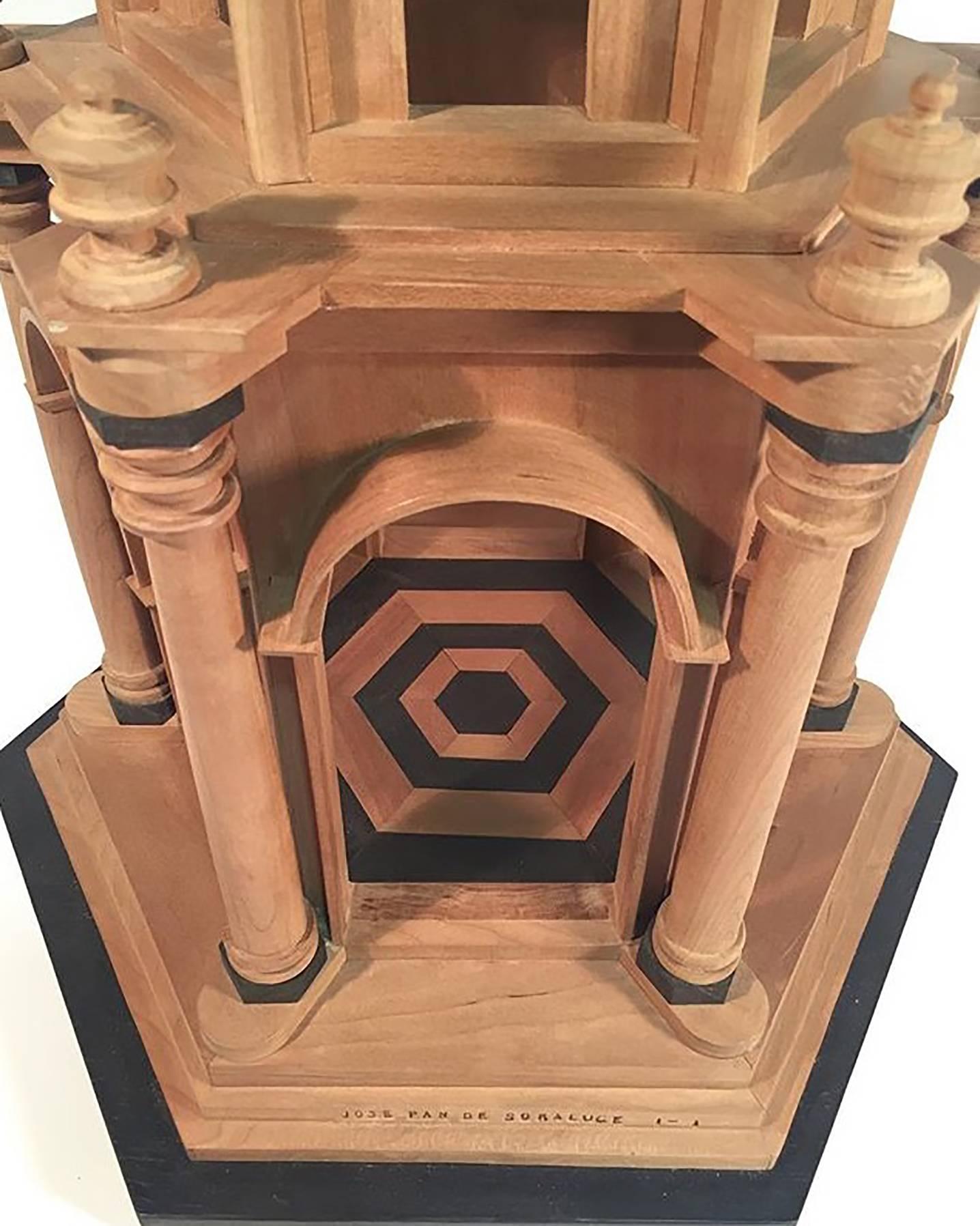 Hand-Carved 21th Century Wooden Neoclassical Architectural Model