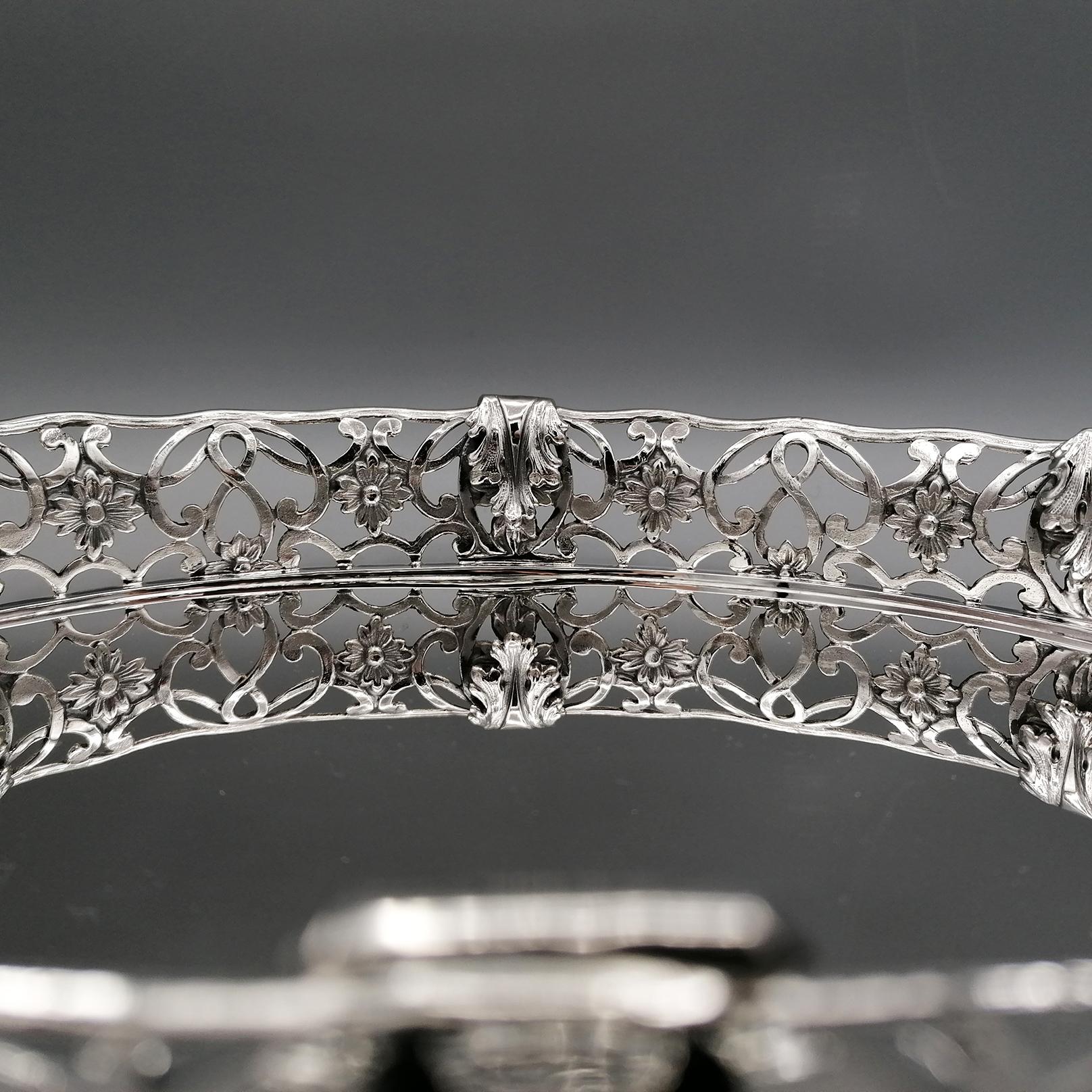 italien 21ème siècle Panier Italien en Argent Sterling, Plateau en vente