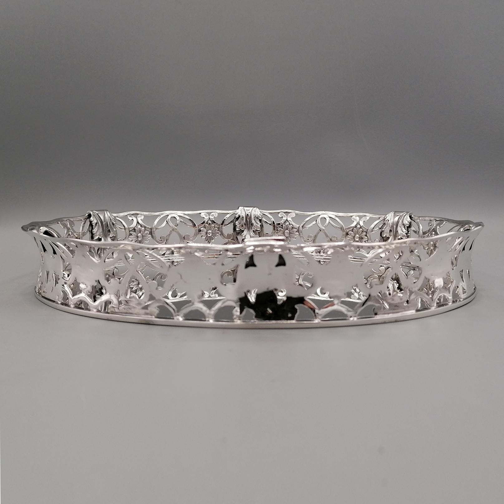 Moulage 21ème siècle Panier Italien en Argent Sterling, Plateau en vente