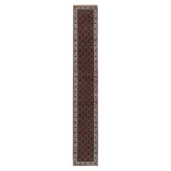 2'1 "x13'10" Rouge Herati Laine et soie 175 KPSI Tapis de course noué à la main