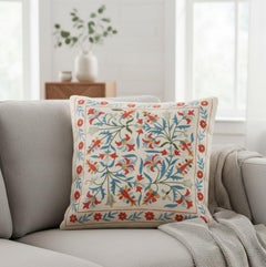 21"x20" couverture de coussin 100 % soie. Taie d
oreiller brodée à la main. Oreiller en dentelle de luxe