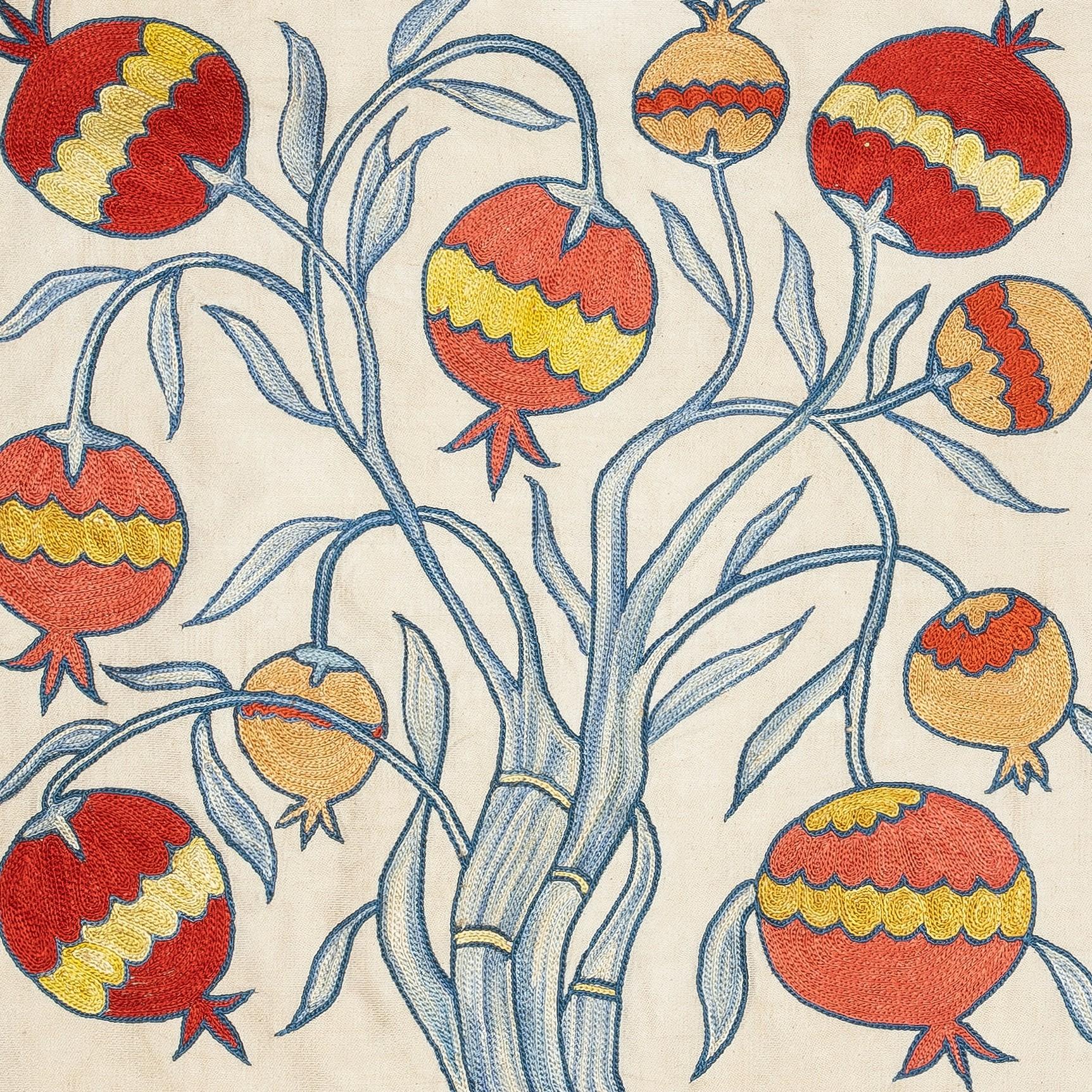 Nouvelle housse de coussin 100% soie brodée à la main - Art textile ouzbek authentique

Rehaussez votre décoration intérieure avec cette exquise housse de coussin Suzani brodée à la main, fabriquée à partir de 100 % de soie pure par des artisans