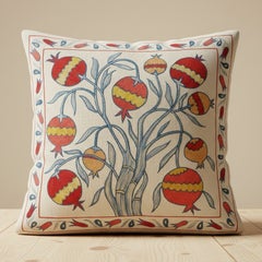 Copricuscino ricamato in 100% seta da 21 "x20". Arredamento per la casa. Federa fatta a mano