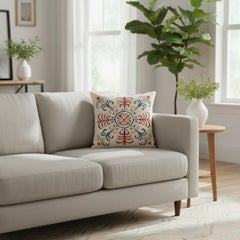21"x21" 100% Silk Embroidered Cushion Cover. New Toss Pillow. Modern Lace Pillow