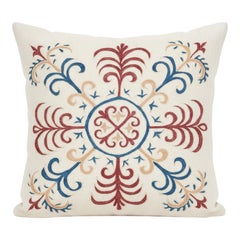 21"x21" 100% Silk Embroidered Cushion Cover. New Toss Pillow. Modern Lace Pillow