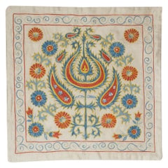 21 "x21" Coussin brodé 100% soie. Couvercle de coussin moderne fait à la main