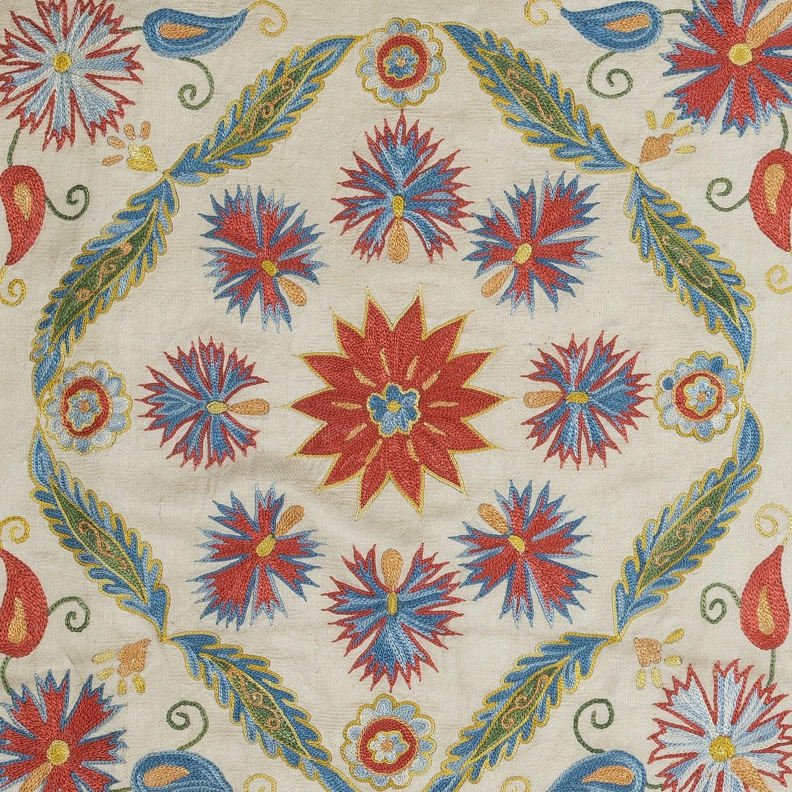 Nuovo copricuscino ricamato a mano in 100% seta - autentica arte tessile uzbeka

Eleva l'arredamento della tua casa con questo raffinato copricuscino Suzani ricamato a mano, realizzato al 100% in pura seta da abili artigiani dell'Uzbekistan.