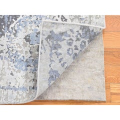 2'1"x2'1" Beige Silk with Textured Wool Broken Circle Design Sample Fragment Rug