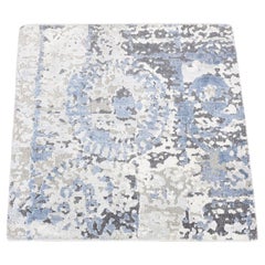 2'1"x2'1" Beige Silk with Textured Wool Broken Circle Design Sample Fragment Rug