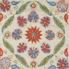 21"x21" Embroidered 100% Silk Cushion. Colorful Pillowcase. Handmade Toss Pillow
