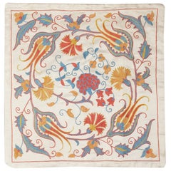 Cuscino in seta ricamato 21 "x21". Copri cuscino fatto a mano. Nuovo cuscino in pizzo