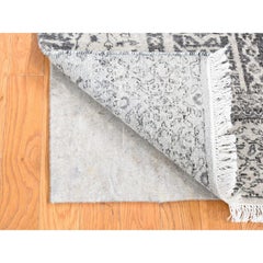 2'1"x2'1" Goose Gray, Mamluk Design, Undyed Wool Hand Knotted Square Rug