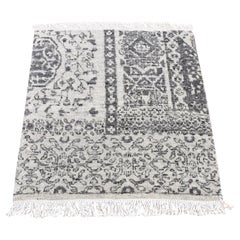 2'1"x2'1" Goose Gray, Mamluk Design, Undyed Wool Hand Knotted Square Rug