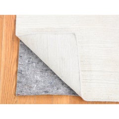 2'1 "x2'1" Elfenbein, Handgeknüpftes Modernes Design, Seide mit Wolle, Matte Quadratischer Teppich