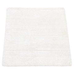 2'1 "x2'1" Elfenbein, Handgeknüpftes Modernes Design, Seide mit Wolle, Matte Quadratischer Teppich