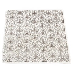 2'1"x2'1" Ivory, Modern Design, Wool and Silk Hand Knotted Square Sample Rug