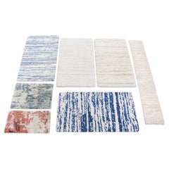 2'1"x2'1" One Lot of Five Samples Wool and Silk Hand Knotted Modern Oriental Rug