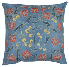 21"x21" SET OF 2 - Embroidered Cushion Covers. 100% Silk Accent Pillows