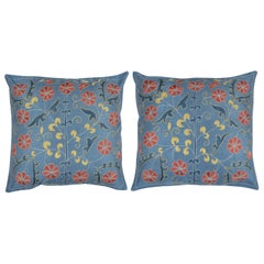21"x21" SET OF 2 - Embroidered Cushion Covers. 100% Silk Accent Pillows