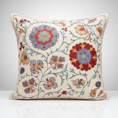 21"x21" Traditional 100% Silk Embroidered Pillow Cover. Handmade Cushion Cover