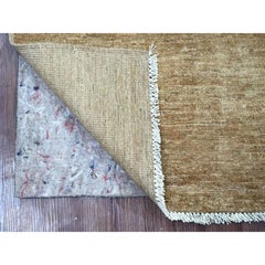 2'1"x2'10" Brown Plain Solid Pattern Hand Knotted Ghazni Wool Mat Oriental Rug
