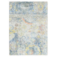 Tappeto orientale in lana e seta annodato a mano con disegno Oushak colorato grigio 2
1 "x2
10"