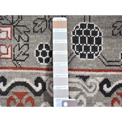 2'1"x2'2" Gray Khotan Design Sampler 100% Wool Tribal Design Hand Knotted Rug