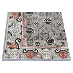 2'1"x2'2" Gray Khotan Design Sampler 100% Wool Tribal Design Hand Knotted Rug