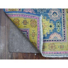 2'1"x2'6" Medium Sapphire Blue Vibrant Wool Fusion Kazak Oriental Mat Rug