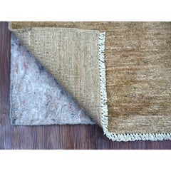 2'1"x3' Brown Plain Solid Pattern Hand Knotted Ghazni Wool Mat Oriental Rug