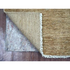 2'1"x3' Brown Plain Solid Pattern Hand Knotted Ghazni Wool Mat Oriental Rug
