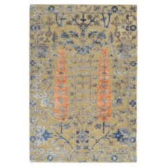 2'1 "x3' Tapis oriental noué à la main en soie avec laine texturée Cypress Tree Design