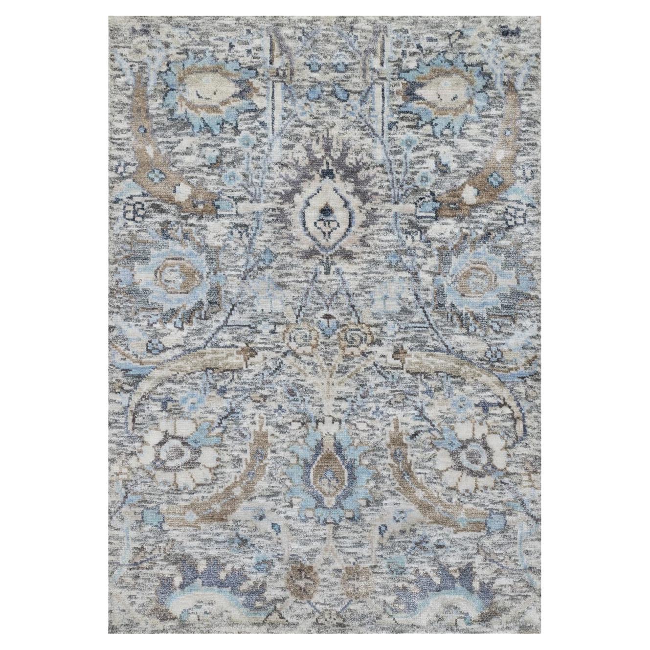 2
1 "x3
 Eider Weiß Handgeknüpft Seide und Wolle Sichel Blatt Matte Orientalischer Teppich