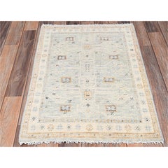 Tappeto in pura lana, annodato a mano, con motivo "Anatolian Village" grigio, a pelo rasato, 2'1" x 3'