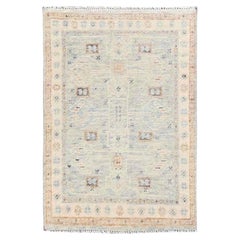 Tappeto in pura lana, annodato a mano, con motivo "Anatolian Village" grigio, a pelo rasato, 2'1" x 3'