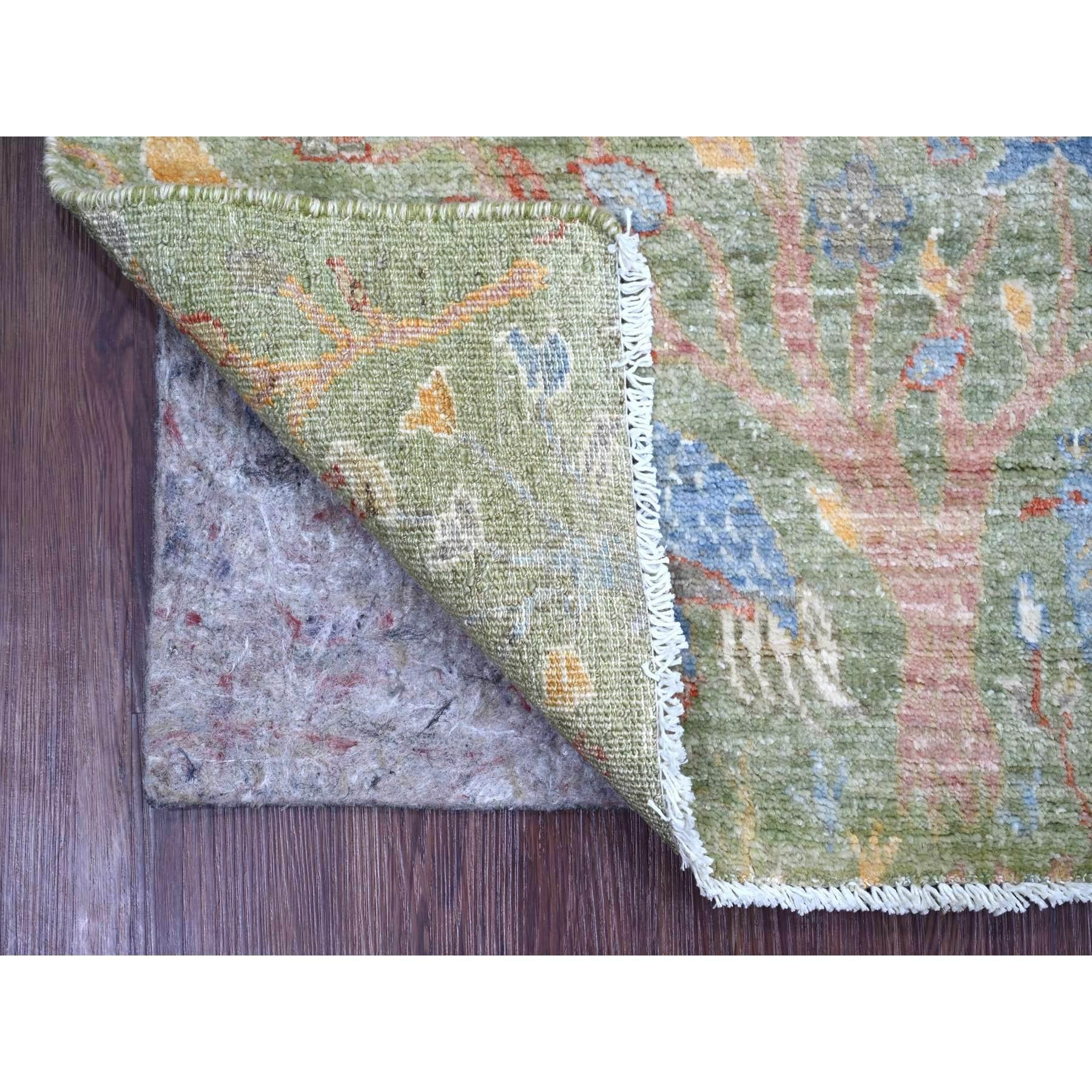 Viridian Green, Hand Knotted, Afghan Peshawar with Colorful Birds of Paradise Design, Natural Dyes, Pure Wool, Sample, Mat, Oriental Rug
Primary materials: Wool
Latex: No Pile 
height: 0.25 Inches
Style: Transitional
Primary color: Green
Secondary