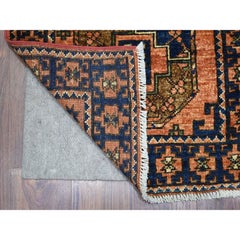 2'1"x3' Orange Afghan Ersari with Elephant Feet Desgin Wool Oriental Rug