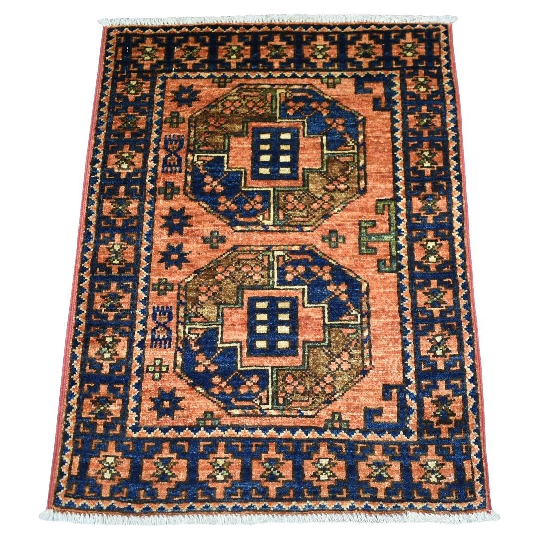 2
1 "x3
 Alfombra Oriental Afgana Ersari Naranja con Pies de Elefante Desgin Lana