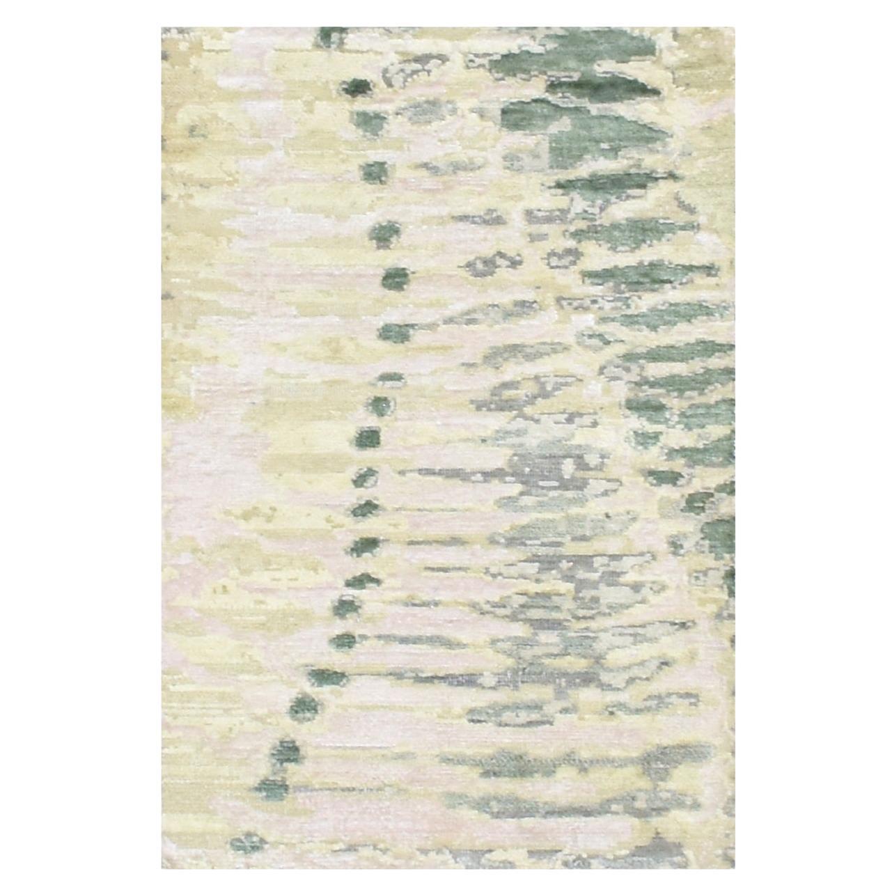 2
1"x3
 Vineyard Green Crocodile Safari Design 100% Silk Hand Knotted Rug