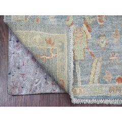 2'1 "x3'1" Blaugrau Angora Oushak Buntes Muster Handgeknüpft Wolle Matte Teppich