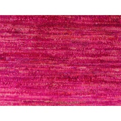 2'1"x3'1" Bright Pink Plain Solid Design Pure Sari Silk Hand Knotted Sample Rug